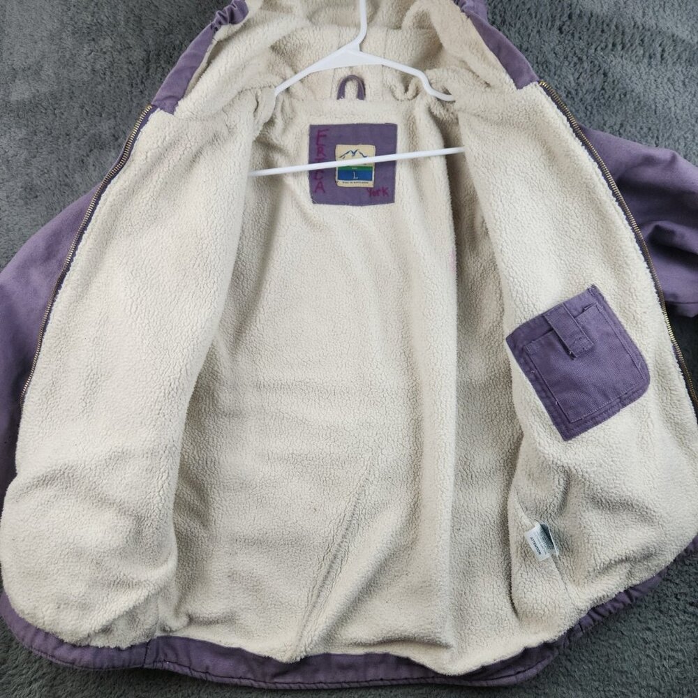 Canvas Sherpa Lined Jacket Youth Regular Large 14-18 Workwear Outdoors Hooded - Picture 8 of 13